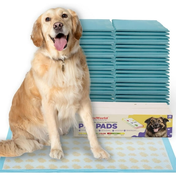 PETSWORLD Health Monitoring Dog Pee Pads, 3XL 37"x54", Color-Changing, Leak-Proof, Odor Control, Ultra Absorbent, 25 Count
