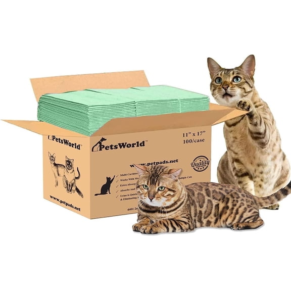 PetsWorld Multi-Cat Universal Fit Cat Pad Refills for Litter Box, Ultra-Absorbent, Odor Control (100 Count, Fresh Scent)