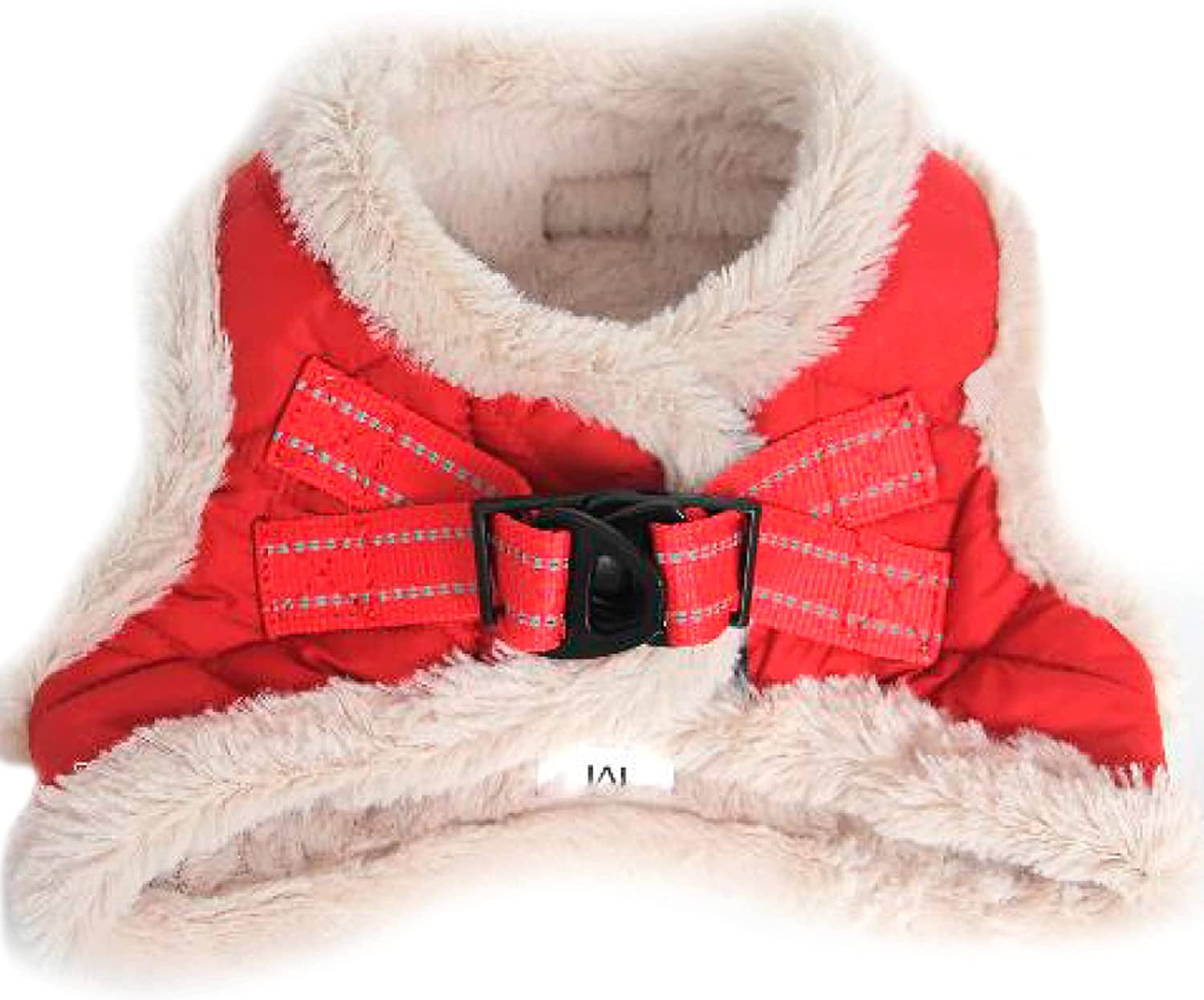PETSWORLD Warm Harness with Fur, Winter Breathable Adjustable Harness for Animals, Red, S