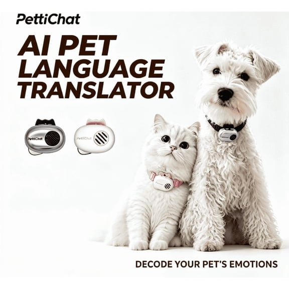 PETTICHAT AI Language Translator, Real-Time Mood Interpreter, GPS Tracking, IPX4 Waterproof, 24H Standby Electronic Dog & Cat Collar, Gray