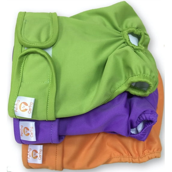 PETTING IS CARING Dog Diapers Washable & Reusable Female and Male Dog Diapers Materials Durable Machine Washable Solution for Pet Incontinence and Long Travels - 3 Pack Set