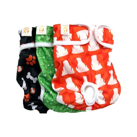 PETTING IS CARING Dog Diapers Washable and Reusable Female and Male-3 Pack Set