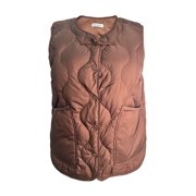 PETYWER Womens Vests Puffer Vest Sleeveless Cropped Outerwear Warm Winter Lightweight Brown
