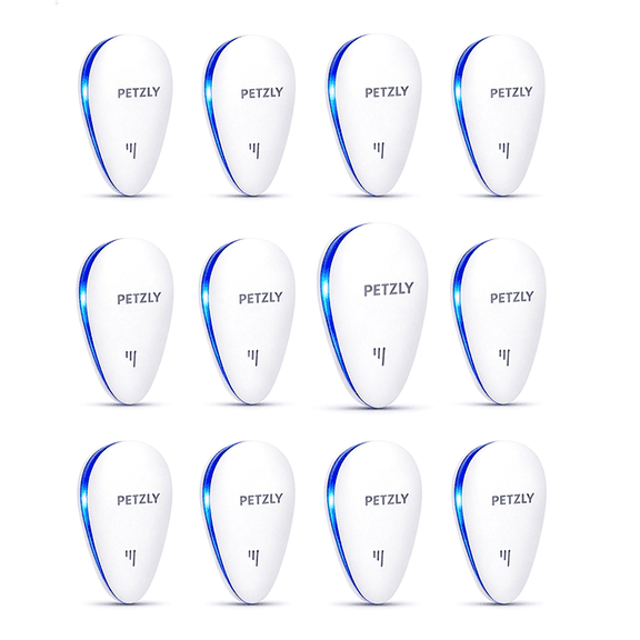 PETZLY Ultrasonic Pest Repeller Compact Electronic Pest Control with LED Indicator Light 12 Pack