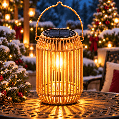 PEUHOP Hanging Solar Lantern Outdoor, Rattan Outdoor Garden Decor with Warm White Light for Patio, Porch, Yard and Garden, 1 Pack