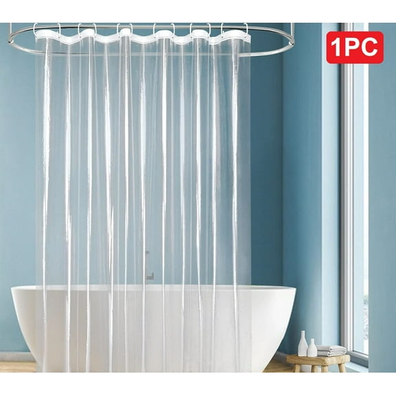 PEVA 8-Gauge Bathroom Shower Stall Curtain Liner 72"L x 72"W with Metal Grommets and Plastic Hooks, Heavy-Duty Thickness, Waterproof, Mold and Mildew-Resistant, 1 Pack