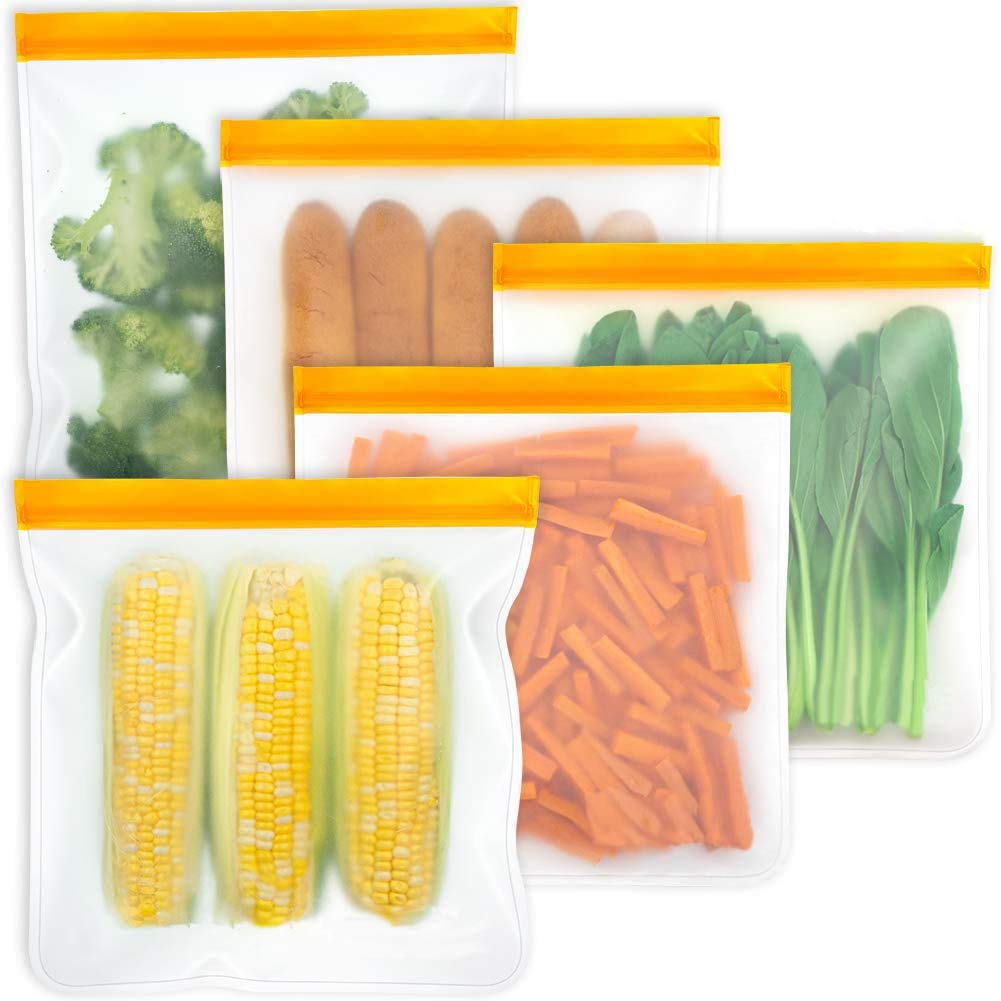 PEVA Reusable Food Bags Leakproof Ziplock Gallon Freezer Bags for