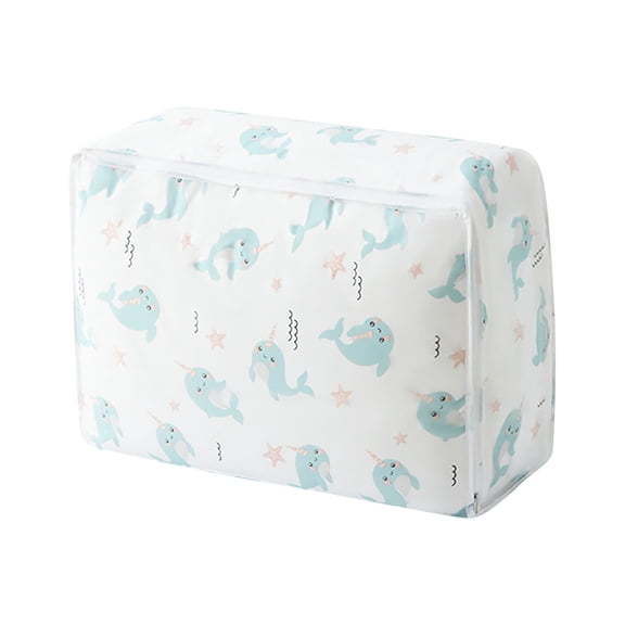 PEVA Transparent Waterproof and Dustproof Clothes Storage Bag for Home Organization, 21.7 x 14.2 x 7.9 Inches Durable Garment Container with Zipper #001B Blue