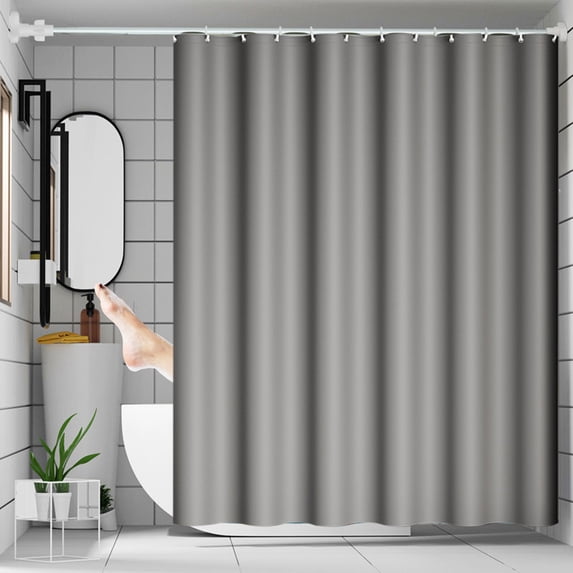 PEVA Waterproof Shower Curtain, Gray Printed Bathroom Curtain with Grommets, Mold Resistant Liner for Tub Enclosure, RV, Dorm, and Spa (2 Pcs)