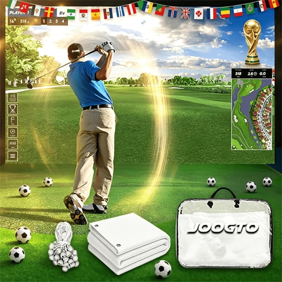 PEVXOU 9.8FT Golf Simulator Impact Screen Indoor Outdoor High Density Polyethylene Professional Golf Practice Screen Easy Setup Installation