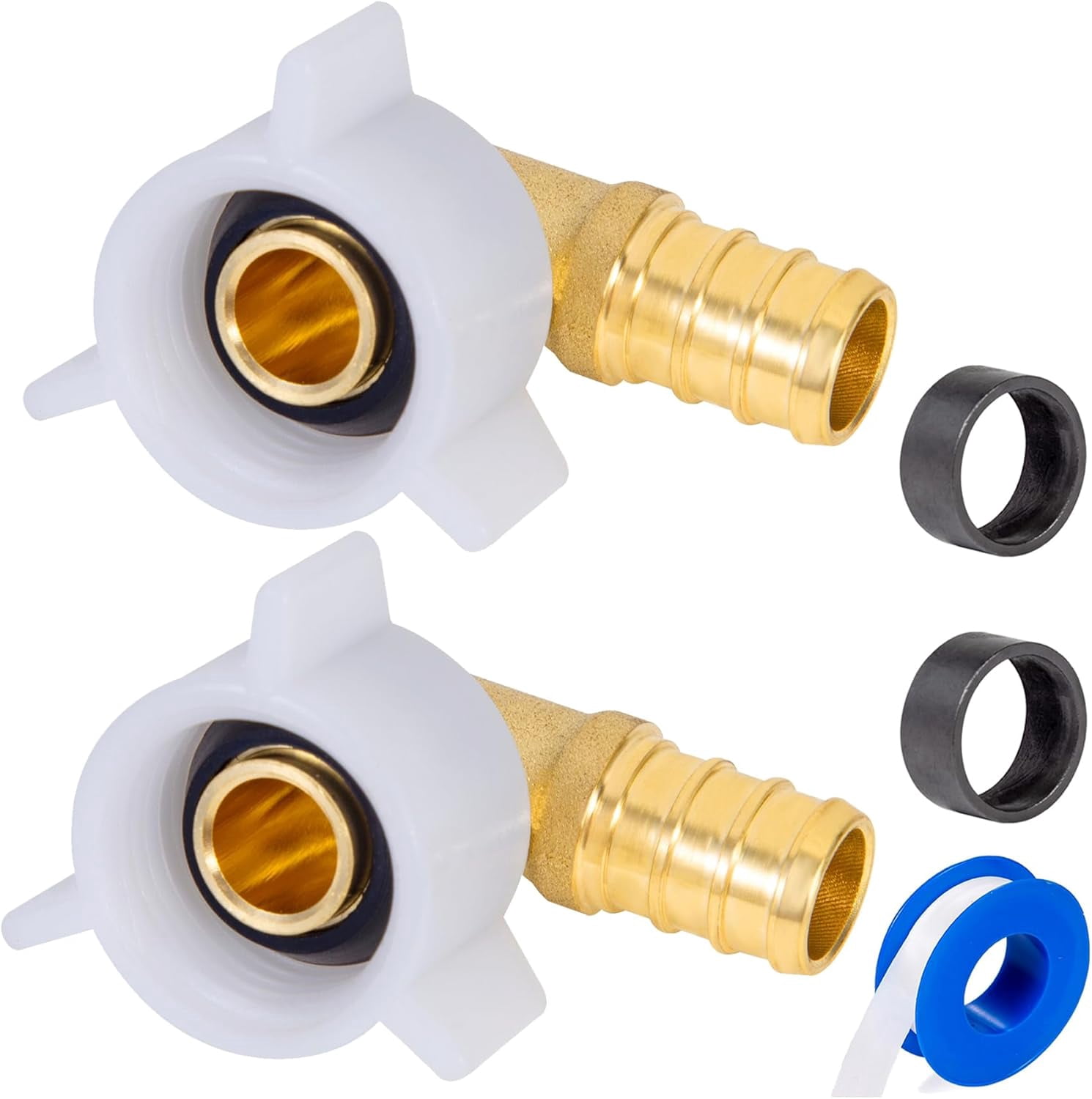 MUCKLILY 10-Piece 1/4 NPT Brass Air Hose Adapter Kit – PEX & Faucet Connector, Universal Tap To Hose Adapter, Gold, For 6mm Hose