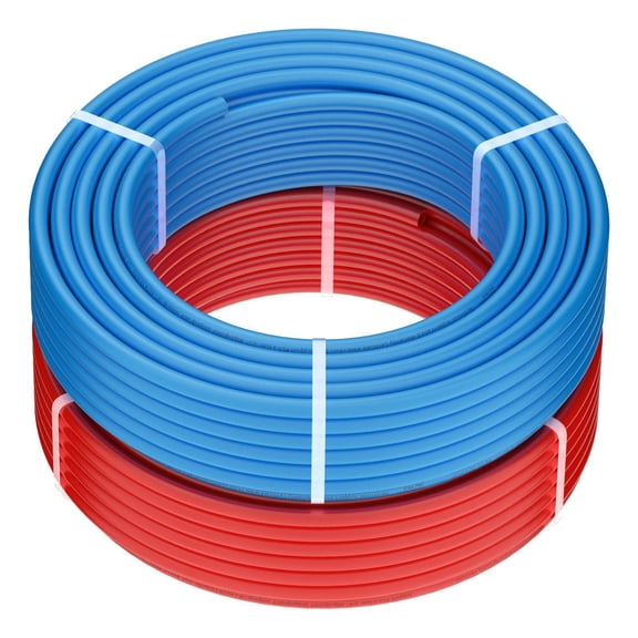PEX A Flexible Pipe Tubing 1/2 Inch 2 x 100 Feet Blue Red for Hot Cold Potable Water Plumbing with Free Cutter