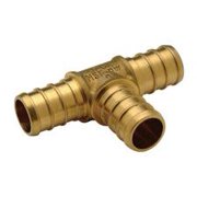 Zurn Pex Brass Tee, 3/4 In. Barb X 3/4 In. Barb X 1/2 In. Barb, Lead Free