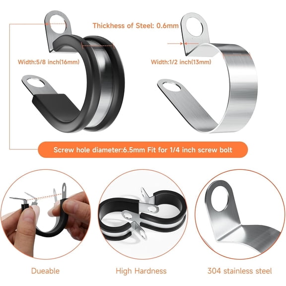 PEX Clips Pipe Clamp 1 Inch, 20 Pack 25 mm Pipe Hangers Pipe Holder PEX Tubing Clamps PVC Water Pipe Support, Plastic U-Shaped PVC Pipe Clamps Tools With Screws, White