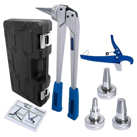 PEX Expansion Tool Kit - 1/2 3/4 1 inch Expander Tool Set with Cutting Plier & Case - Propex PEX Tubing Expansion - F1960 Standard Blue Metallic