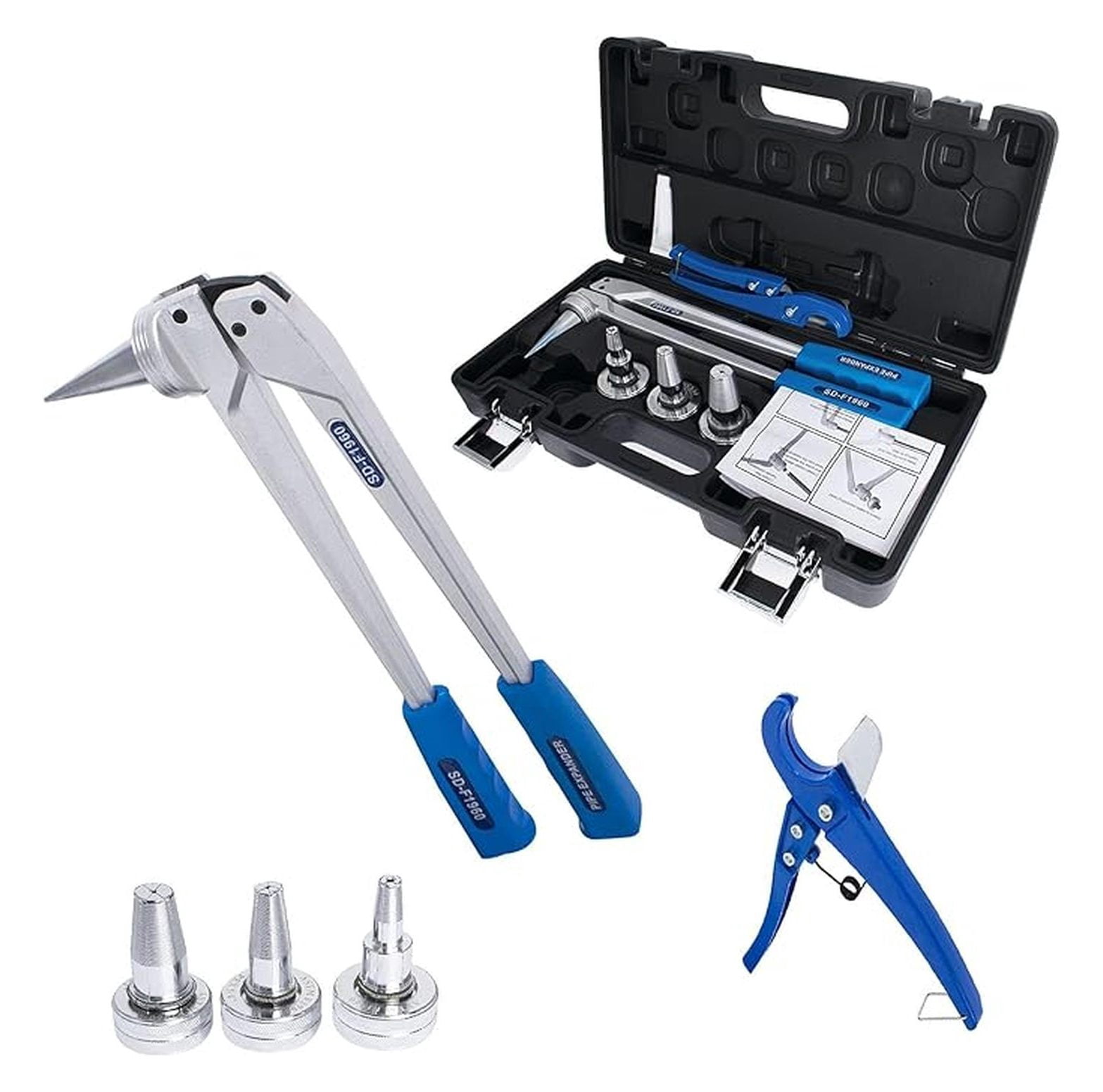 PEX Expansion Tool Kit - 1/2 3/4 1 Inch Tube Expander Set with Hard Case