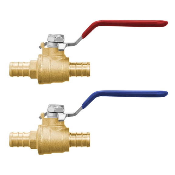 PEX Full Port Ball Valve,1/2 " Brass Quarter Turn,Hot/Cold Water Red Blue Handle,10 Pack for Plumbing,Kitchen,Bathroom,Heating Systems
