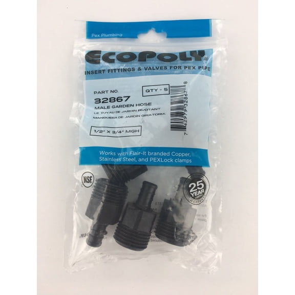 Flair-It 32867 100 PSI Lead Free Garden Hose Adapter 1/2 in. PEX x 3/4 in. Male