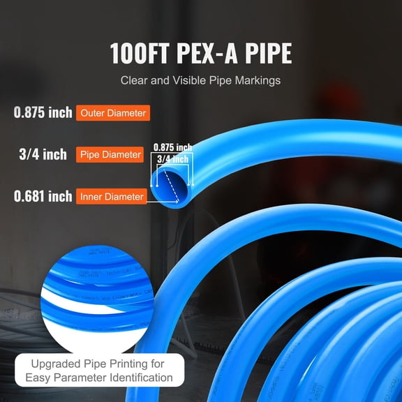 PEX Pipe 3/4",100 Feet Length PEX-A Flexible Pipe Tubing for Potable Water,Pex Water Lines for Hot/Cold Water&Easily Restore,Plumbing Applications with Free Cutter,Blue