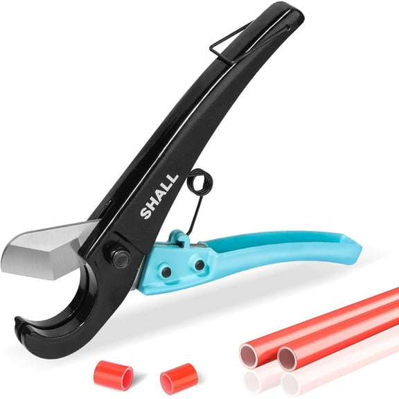 PEX Pipe Cutter, Cuts up to 1-3/8’’, Fast Tubing Cutter for PEX, Plastic Hoses, PVC, CPVC, PP-R, PE (Thin), etc., Aluminum Alloy Pipe Cutting Tool with Stainless Steel Blade for Clean Cut