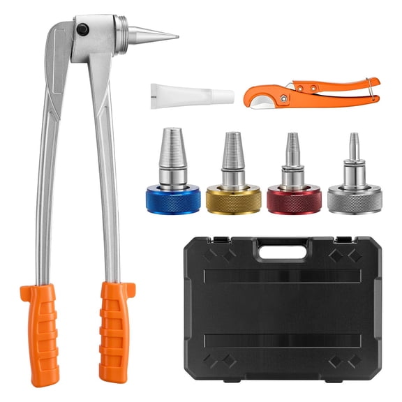 PEX Pipe Expander Tool Kit Manual 3/8 1/2 3/4 1 Inch Tubing Expansion Heads Pipe Cutter Carrying Case Radiant Heating Water Plumbing