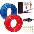 thumbnail image 1 of PEX Pipe/Tool Kit, 1/2 Inch 2 Rolls Blue & Red Each 100 Feet (200 ft) PEX Tubing Pipes with Brass Fittings, Crimping Tool, Cinch Clamps, Cutter, J-Clamps, for Plumbing Job(129), 1 of 7