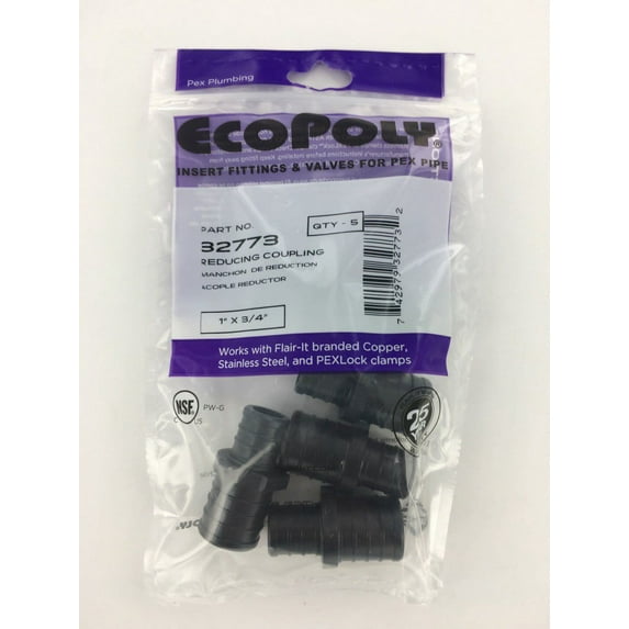 PEX Reducing Coupling 1" x 3/4" 5-Pack