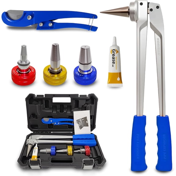 PEX Tube Expansion Tool Kit PEX-A Expansion Tool with 1/2'', 3/4'',1'' Expansion Heads Mannual Expander Tool Kit SD-F1960 Standard PEX Coupling