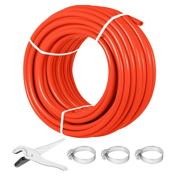 PEX Tubing 1/2 Inch Oxygen Barrier 300 ft, EVOH PEX-B Pipe for Radiant Floor Heating, Red PEX Pipe for Hot & Cold Water