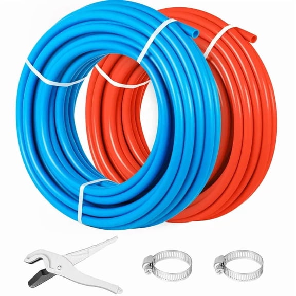 PEX Tubing Pipe 2 Rolls of 1/2 Inch X 100 Feet PEX Tubing Non Oxygen Barrier Radiant Floor PEX Pipe Radiant Heat Floor Heating Plumbing Cold and Hot Water Tubing