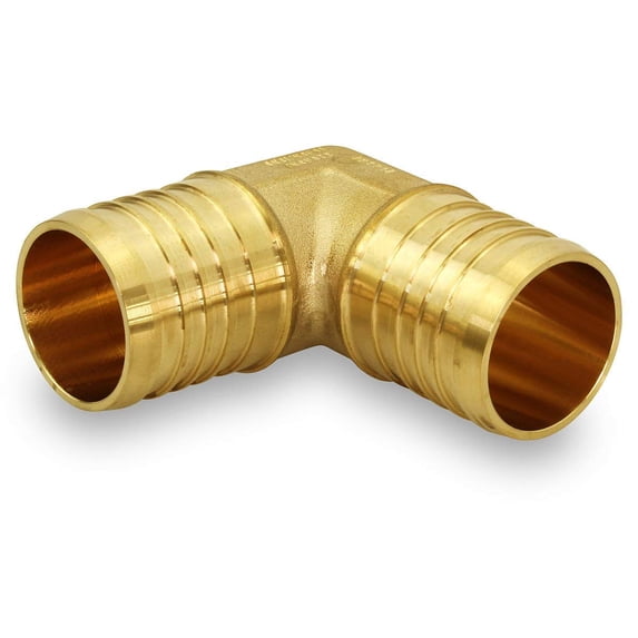 PEX X PEX 90 Degree Elbow Barb Pipe Fitting 1/2 Inch Brass (pack of 10)