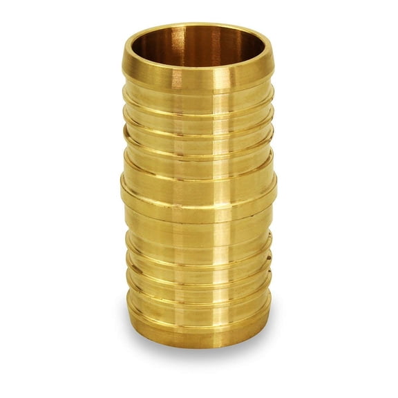 PEX X PEX Straight Coupling Barb Pipe Fitting, 1/2 Inch Brass (10 pack)
