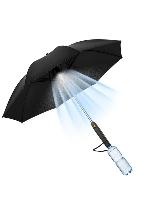3 in 1 Umbrella with Fan,Portable Misting Fan Umbrella With Uv Protection(Black,23in)