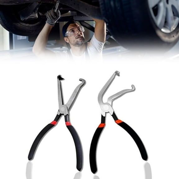 PEXIOAN Electrical Disconnect Pliers, Fuel Pipe Gasoline Clamp Pliers, Automotive Hose Disconnect Tool, Electrical Connector Pliers, for Push-Piece Plugs (Black Straight + Black60)