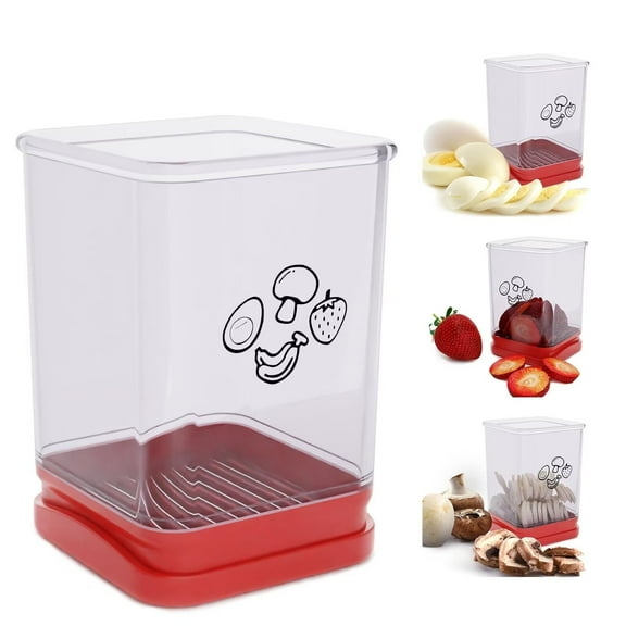 PEXIOAN Fruit Slicer Cup, Speed Cutter for Strawberry Banana Apple Egg, Stainless Steel Vegetable Cutting Kitchen Gadget, Kitchen Portable Slicing Tool
