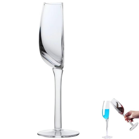 PEXIOAN Semi-crystal Clear Glass, Novel And Interesting Wine Glass Cut In Half, Long-Handled Semi-Circular Red Wine Glass, Birthday Anniversary Glass (1 pcs)