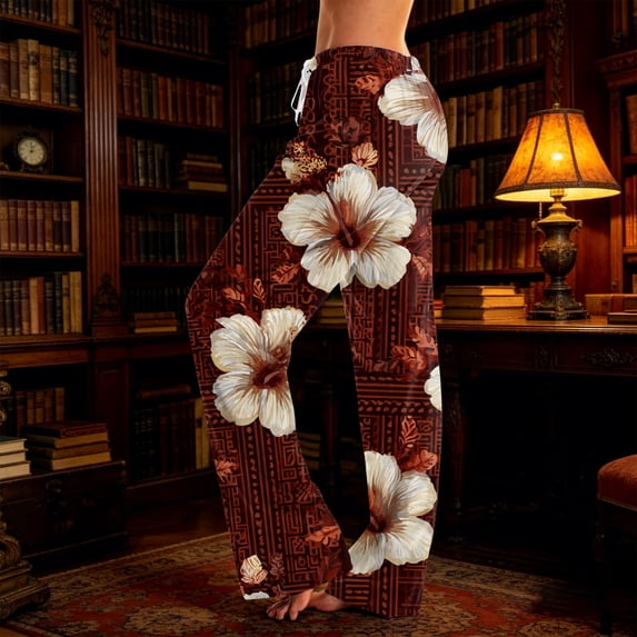 PEXLYCLU Hippie Clothes for Women, Boho Pants, Parachute Pants Woman, Womens Bohemian Wide Leg Pants Smocked High Waist Flowy Beach Trousers 2026 Summer Casual Boho Loose Palazzo Pants, Deep Red M
