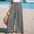 thumbnail image 1 of PEXLYCLU Palazzo Pants for Women Dressy, Wide Leg Pants Woman, Womens Pants Trendy, Wide Leg Pants for Women High Waisted Palazzo Pants Work Casual Flowy Tie Knot Trousers With Pockets, Gray XL, 1 of 4