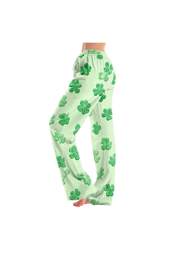 St Patricks Day Bottom, St Patricks Comfortable Pants, St Patricks Day Pajama Bottoms With Pockets Comfy Pajamas Lightweight Lounge Pants Thin Sleep Pj Bottoms, Fluorescent Green M
