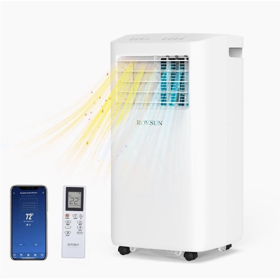 PEXMOR 10000 BTU WiFi Portable Air Conditioner with Heat, Smart APP & Remote Control, Rolling Wheels Mobile AC Unit with Easy Installation Kit
