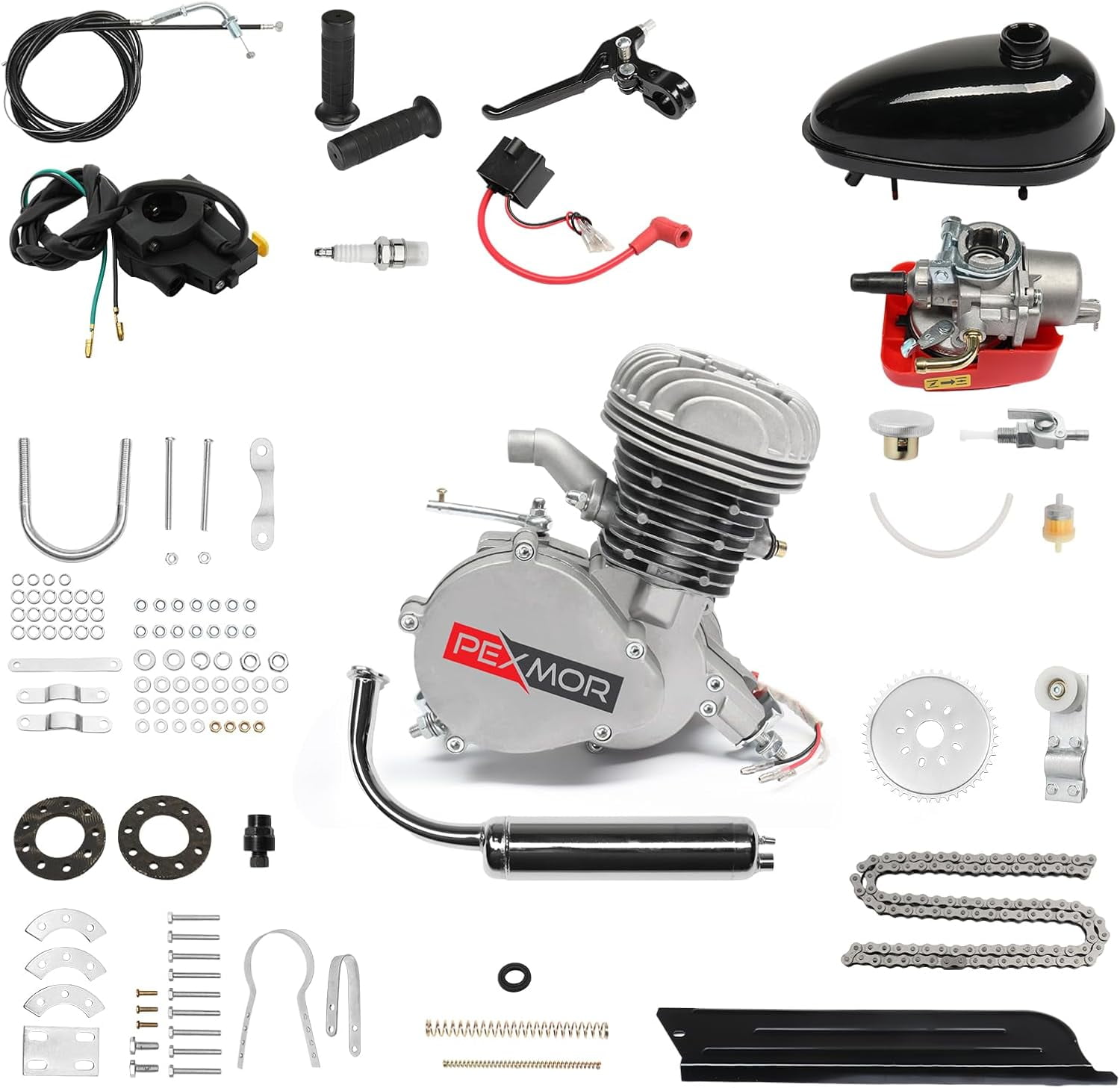 PEXMOR 100cc Bicycle Engine Bike Motor Kit, Upgraded 2/2.5L Fuel Tank 2