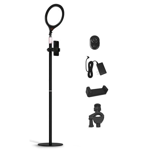 PEXMOR 14-Inch Full-Screen LED Ring Light with Pedestal Stand, 10 Brightness Levels, Phone Holder and Remote Controls