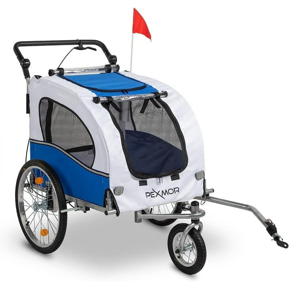 PEXMOR 2-in-1 Foldable Waterproof Dog Bicycle Trailer for Pet, Blue