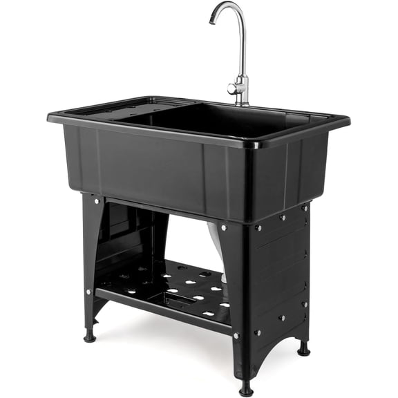PEXMOR 20 Gallon Utility Sink, Freestanding Laundry Tub with Stainless Steel Faucet for Garage & Laundry Room