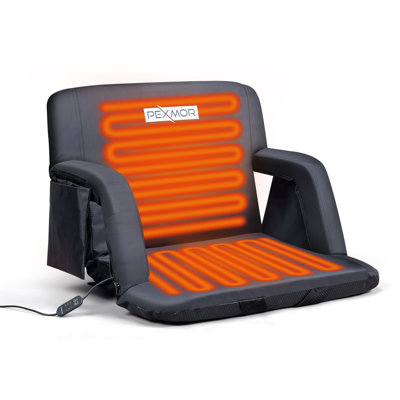HOPERAN Heated Stadium SEATS for Bleachers with Back Support and Wide Cushion, Extra Portable Bleacher Seat Foldable Stadium Chair, USB 3 Levels of