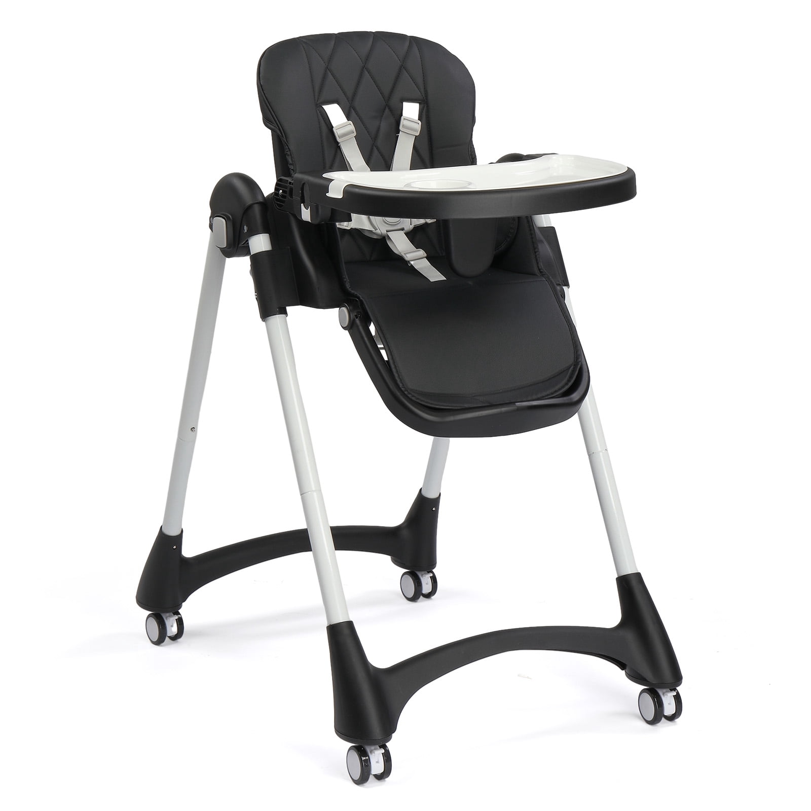PEXMOR 4 in 1 Portable Baby High Chair, Convertible Foldable Highchair, Adjustable Height & Recline Positions, Black