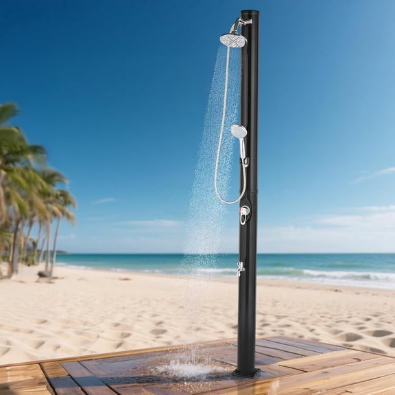 PEXMOR 5 Gallon Solar Outdoor Shower, Freestanding Portable Camping Shower with 360° Shower Head for Pool Beach Backyard