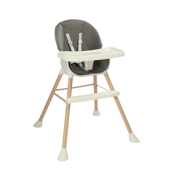 PEXMOR 5 in 1 Convertible Baby High Chair, Easy Clean with Removable Double Tray, 5-Point Harness, Gray