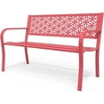 thumbnail image 1 of PEXMOR 50" Outdoor Bench with Floral Backrest, Metal Garden Porch Bench, 800lb Capacity for Yard Patio Park Entryway Outside, 1 of 16