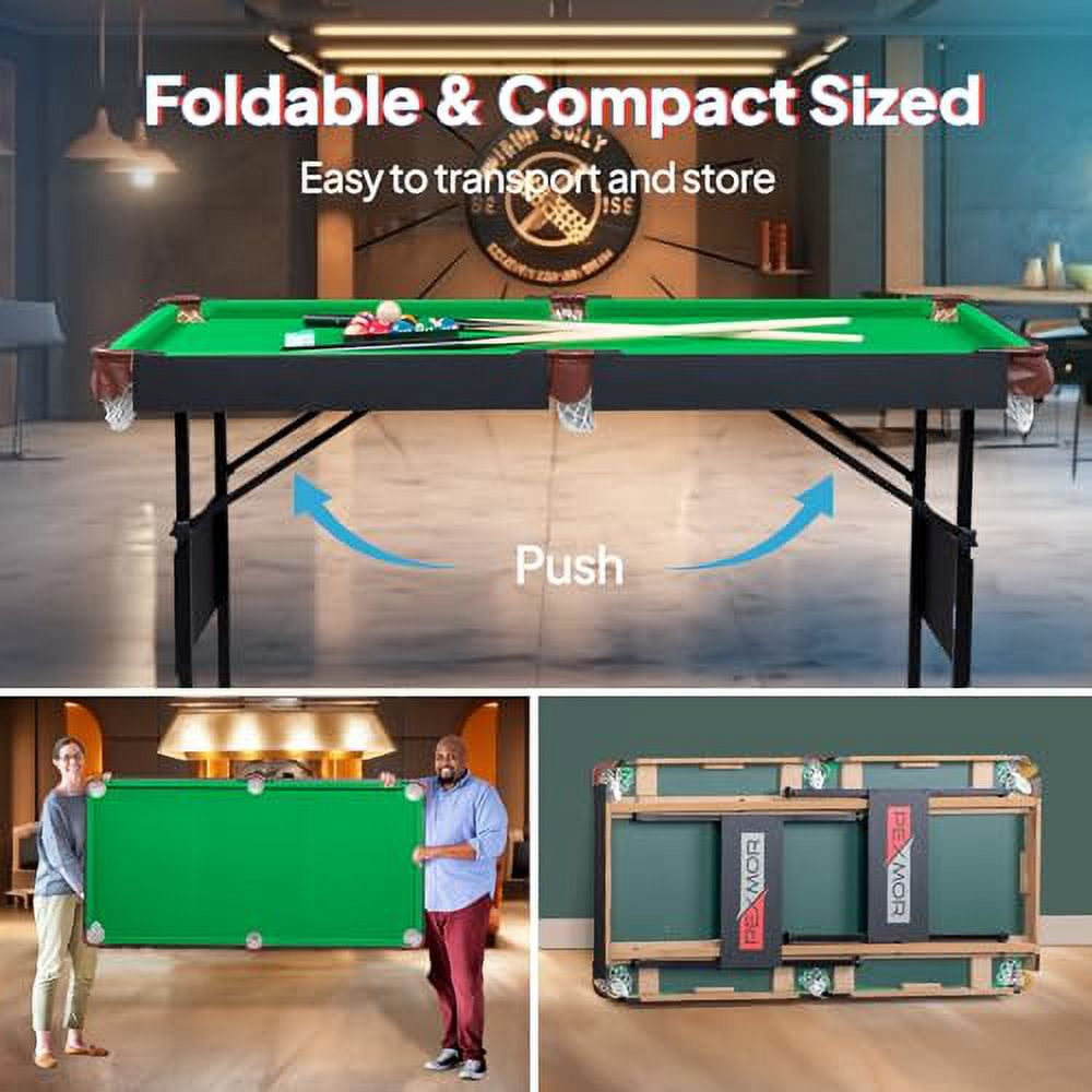 Family Game Table GYMAX 48-Inch Foldable Pool Table Set With Balls ...